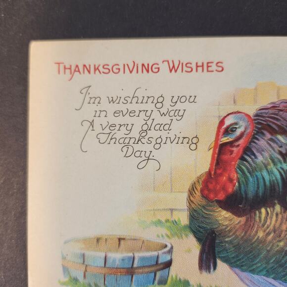 Thanksgiving Vintage Postcard Lot Of 2 Unposted Turkey Greetings USA - Picture 7 of 9